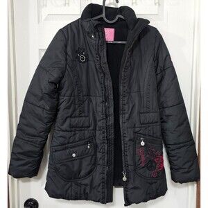 Pampolina Girls size 10 Padded Winter , Puffer coat, Black and Pink